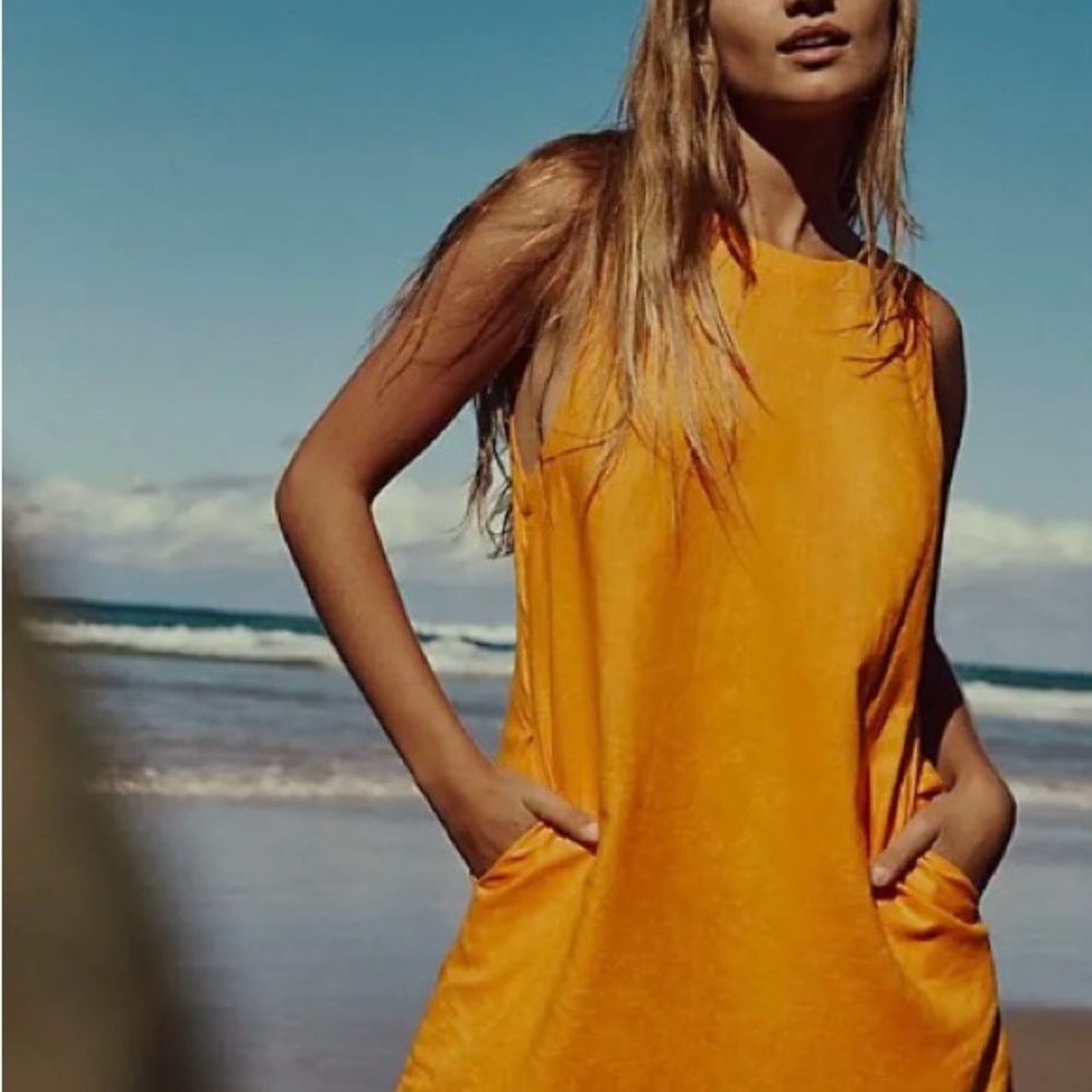 Free People Zinnia Orange Mini Dress women’s size large